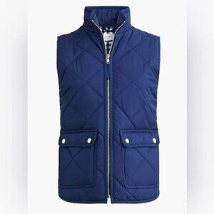 J. CREW Quilted Puffer Vest Blue and White Checked Lining Outdoor Women's Small